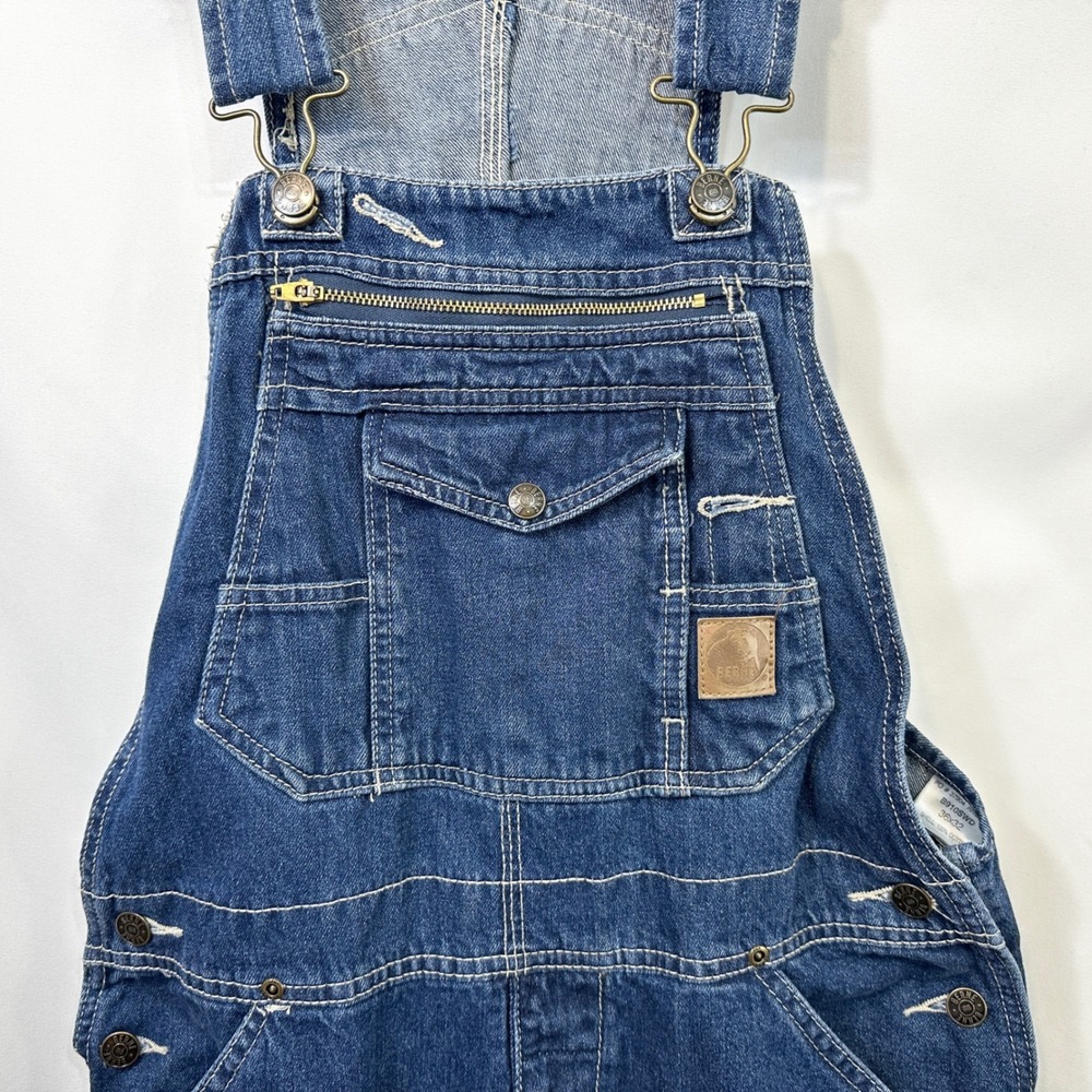 Berne Mens 36x32 Denim Bib Overalls Dark Wash Workwear Blue Cotton Carpenter B - Picture 5 of 12